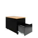 B&uuml;ro Rollcontainer B&uuml;rocontainer mit H&auml;ngeregistratur f&uuml;r DIN A4 H&auml;ngemappen 62x46x59cm Schwarz/Buche-Dekor 505501