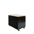 B&uuml;ro Rollcontainer B&uuml;rocontainer mit H&auml;ngeregistratur f&uuml;r DIN A4 H&auml;ngemappen 62x46x59cm Schwarz/Platte:Ahorn Dekor 505502