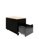 B&uuml;ro Rollcontainer B&uuml;rocontainer mit H&auml;ngeregistratur f&uuml;r DIN A4 H&auml;ngemappen 62x46x59cm Schwarz/Platte:Ahorn Dekor 505502