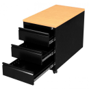 B&uuml;ro Rollcontainer B&uuml;rocontainer Holz-Abdeckplatte 3 Schubladen 62x46x79cm Schwarz/Buche-Dekor 505801