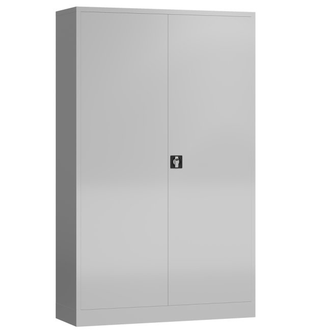 Seitenansicht vom Steelboxx Metallschrank abschließbar Aktenschrank 1945 x 1200 x 420 mm grau X-530370 komplett montiert.