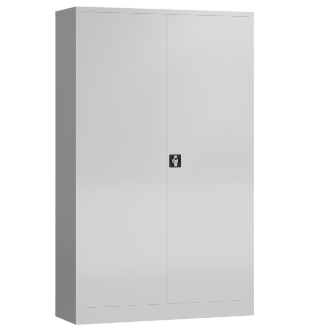 Seitenansicht vom Steelboxx XL Metallschrank abschließbar Flügeltürenschrank Aktenschrank 1945 x 1200 x 420 mm weiß X-530377 komplett montiert.