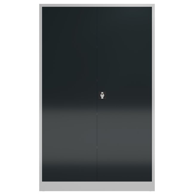 Seitenansicht vom Steelboxx XL Metallschrank abschließbar Flügeltürenschrank Aktenschrank 1945 x 1200 x 420 mm grau/anthrazit X-530378 komplett montiert.