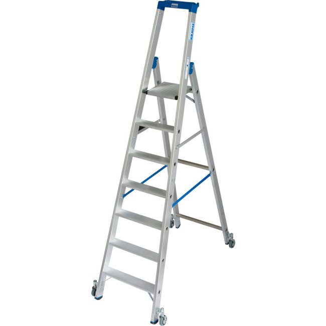 STABILO® fahrbare Stufenstehleiter, Alu, 7 Stufen