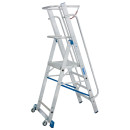 STABILO&reg; fahrbare Stufenstehleiter mit gro&szlig;er Plattform + Sicherheitsb&uuml;gel, 4 Stufen