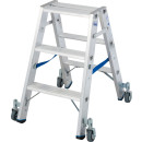 STABILO® fahrbare Stufendoppelleiter, Alu, 2x 3 Stufen