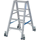STABILO® fahrbare Stufendoppelleiter, Alu, 2x 4 Stufen