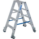 STABILO® fahrbare Stufendoppelleiter, Alu, 2x 4 Stufen