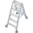 STABILO® fahrbare Stufendoppelleiter, Alu, 2x 5 Stufen