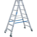 STABILO® fahrbare Stufendoppelleiter, Alu, 2x 7 Stufen