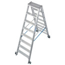STABILO&reg; fahrbare Stufendoppelleiter, Alu, 2x 8 Stufen