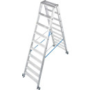 STABILO® fahrbare Stufendoppelleiter, Alu, 2x 10 Stufen