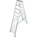 STABILO® fahrbare Stufendoppelleiter, Alu, 2x 12 Stufen