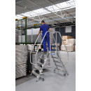 STABILO&reg; fahrbare Podestleiter, beidseitig begehbar, mit Fu&szlig;leiste + extra hohem Handlauf, 2x 5 Stufen