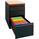 B&uuml;ro Standcontainer H&auml;ngeregistraturschrank f&uuml;r DIN A4 H&auml;ngemappen 75x46x79cm Schwarz/Buche-Dekor 509401