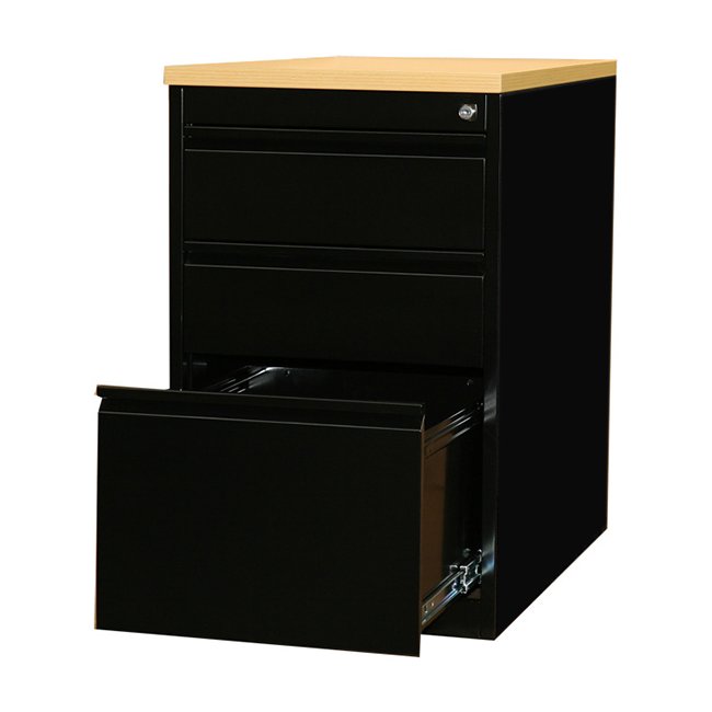 Büro Standcontainer Hängeregistraturschrank für DIN A4 Hängemappen 75x46x79cm Schwarz/Ahorn-Dekor 509402