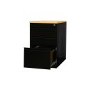 B&uuml;ro Standcontainer H&auml;ngeregistraturschrank f&uuml;r DIN A4 H&auml;ngemappen 75x46x79cm Schwarz/Ahorn-Dekor 509402