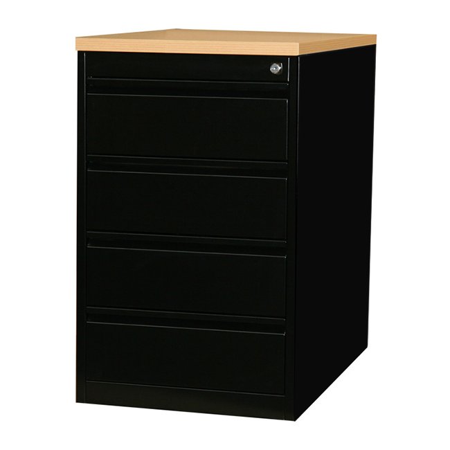 Büro Standcontainer Bürocontainer abschließbar mit 4 Schubladen 75x46x79cm Schwarz/Buche-Dekor 509501