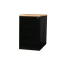 B&uuml;ro Standcontainer B&uuml;rocontainer abschlie&szlig;bar mit 4 Schubladen 75x46x79cm Schwarz/Buche-Dekor 509501