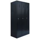 SONDER - L&uuml;llmann&reg; Garderobenschrank, 3 Abteile, Schuhboden, 1800 x 885 x 500 mm, schwarzgrau