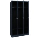 SONDER - L&uuml;llmann&reg; Garderobenschrank, 3 Abteile, Schuhboden, 1800 x 885 x 500 mm, schwarzgrau