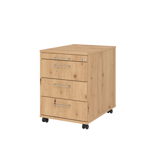 Rollcontainer aus Holz - 4 Schubladen - asteiche -...