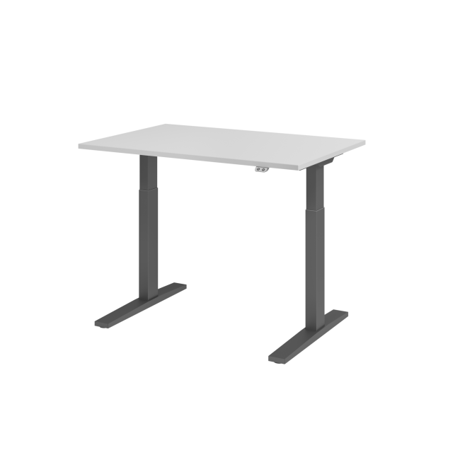 E-Tisch Mumbai - elektr. höhenverstellbar - T-Fuß - 1200 mm - graphit/grau