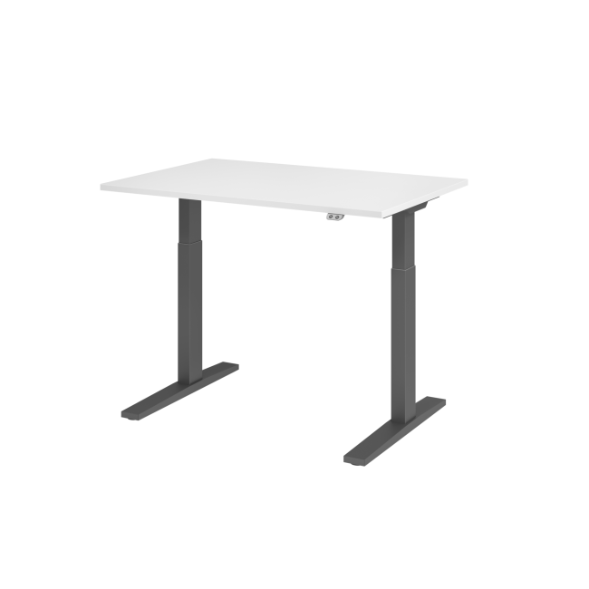 E-Tisch Mumbai - elektr. höhenverstellbar - T-Fuß - 1200 mm - graphit/weiß