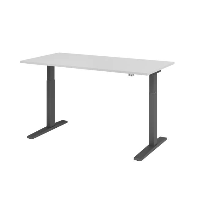 E-Tisch Mumbai - elektr. höhenverstellbar - T-Fuß - 1600 mm - graphit/grau