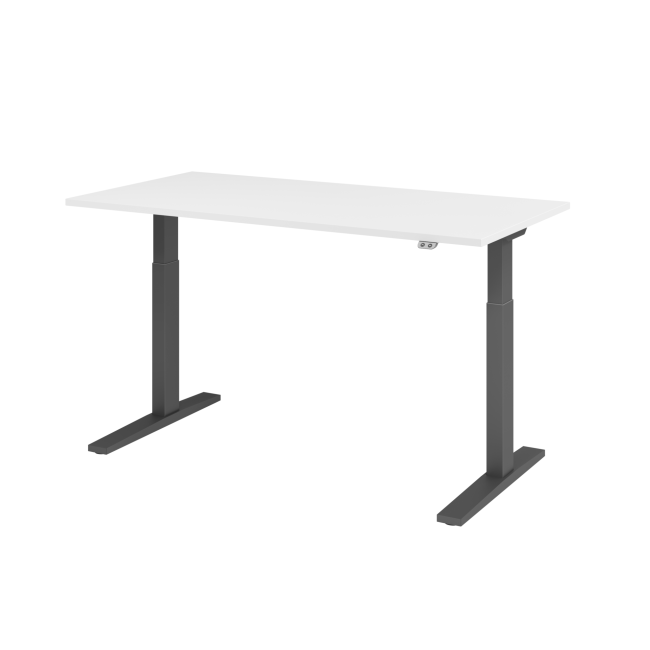 E-Tisch Mumbai - elektr. höhenverstellbar - T-Fuß - 1600 mm - graphit/weiß