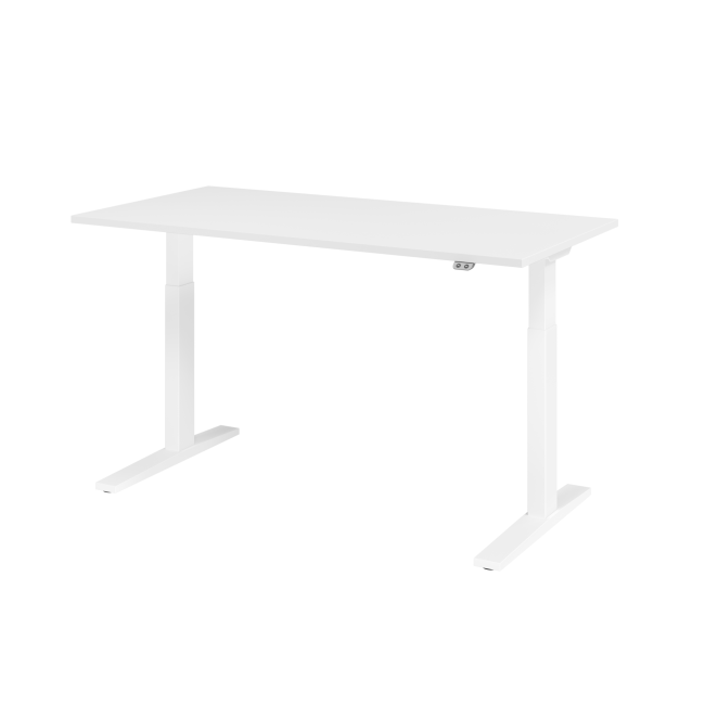 E-Tisch Mumbai - elektr. höhenverstellbar - T-Fuß - 1600 mm - weiß/weiß