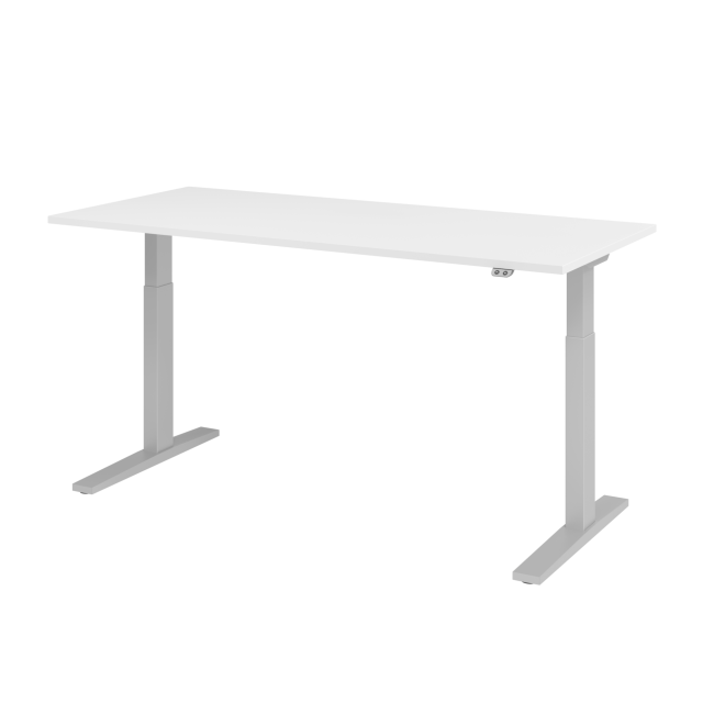 E-Tisch Mumbai - elektr. höhenverstellbar - T-Fuß - 1800 mm - silber/weiß