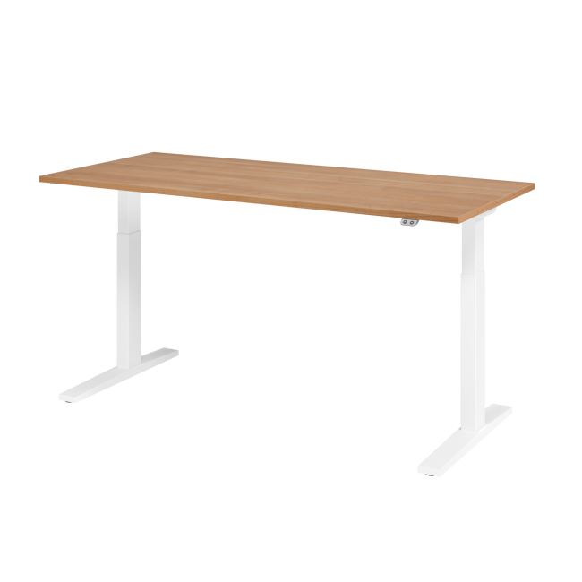 E-Tisch Mumbai - elektr. höhenverstellbar - T-Fuß - 1800 mm - weiß/nussbaum