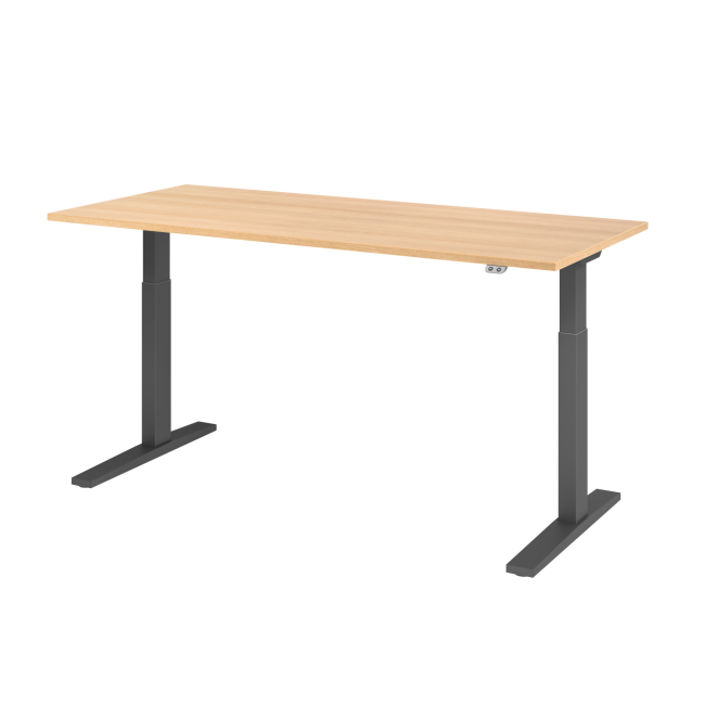E-Tisch Mumbai - elektr. höhenverstellbar - T-Fuß - 1800 mm - graphit/eiche