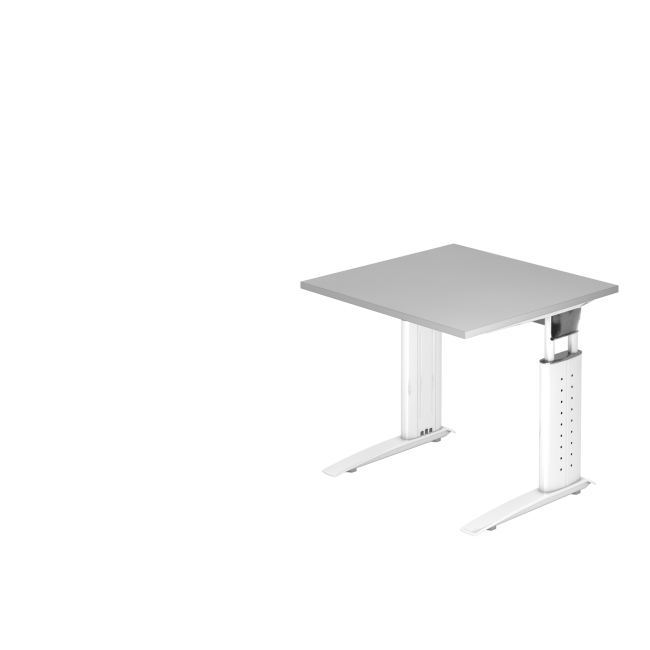 Schreibtisch Canberra - mechanisch höhenverstellbar - B 800 mm - C-Fuß - weiß/grau