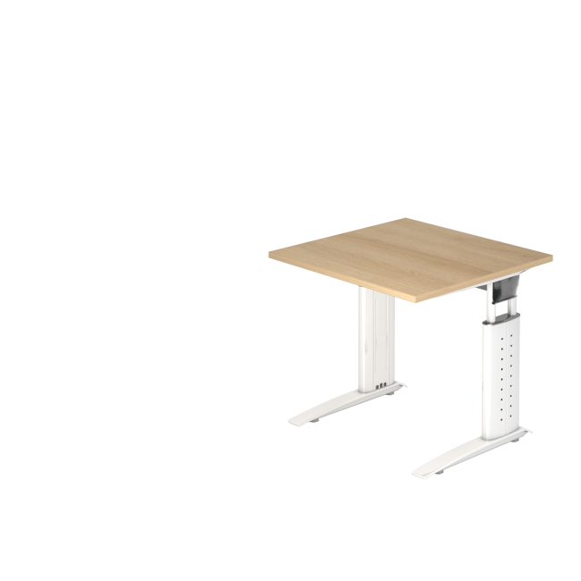Schreibtisch Canberra - mechanisch höhenverstellbar - B 800 mm - C-Fuß - weiß/eiche
