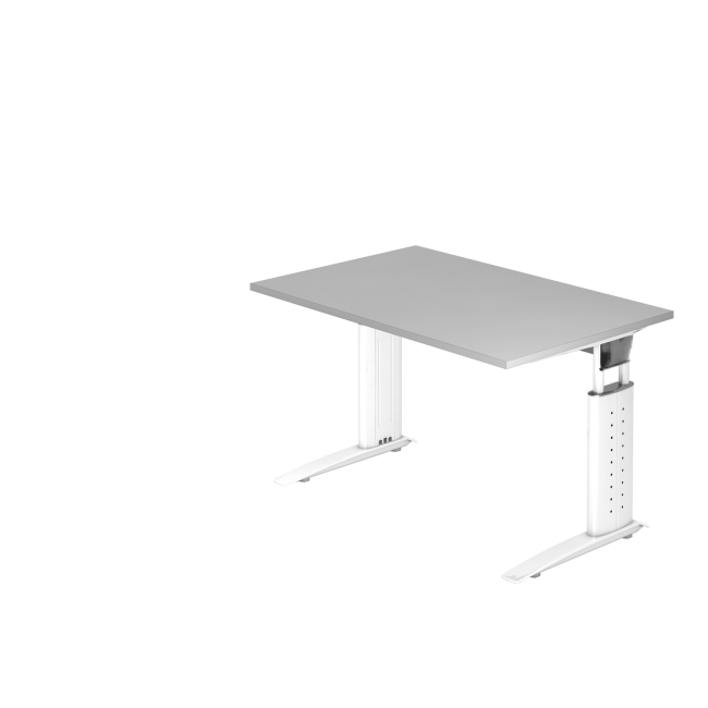 Schreibtisch Canberra - mechanisch höhenverstellbar - B 1200 mm - C-Fuß - weiß/grau