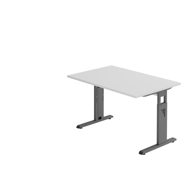Schreibtisch Osaka - mechanisch höhenverstellbar - B 1200 mm - C-Fuß - graphit/grau
