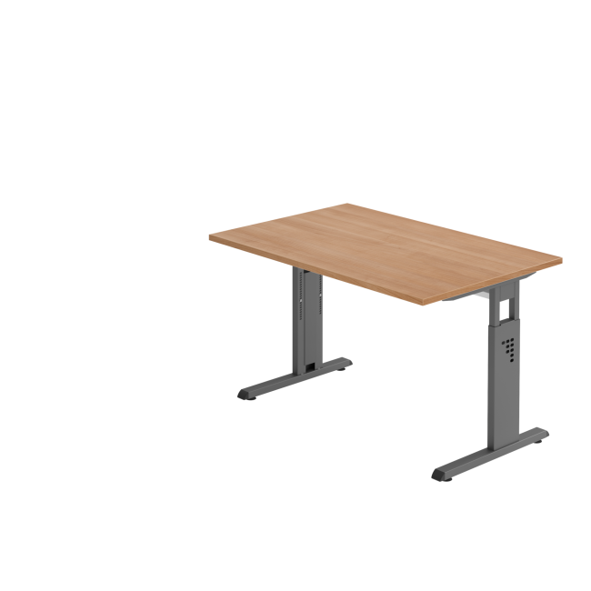 Schreibtisch Osaka - mechanisch höhenverstellbar - B 1200 mm - C-Fuß - graphit/nussbaum