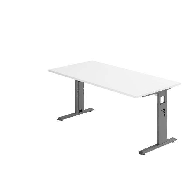 Schreibtisch Osaka - mechanisch höhenverstellbar - B 1600 mm - C-Fuß - graphit/weiß