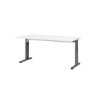 Schreibtisch Osaka - mechanisch h&ouml;henverstellbar - B 1600 mm - C-Fu&szlig; - graphit/wei&szlig;