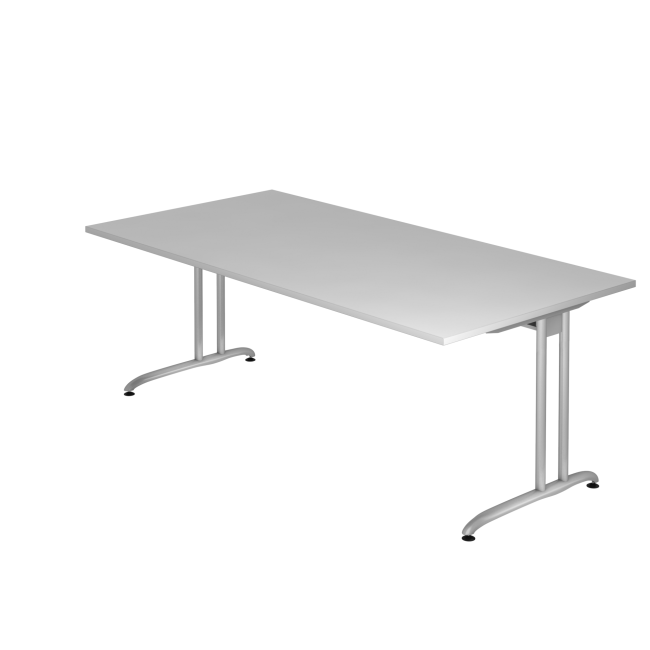 Schreibtisch Berlin - B 2000 mm - C-Fuß - silber/grau